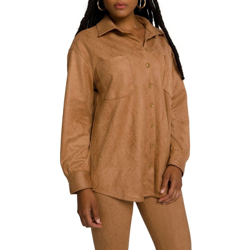 Good American Snake Print Shacket in Cognac Size 2/M